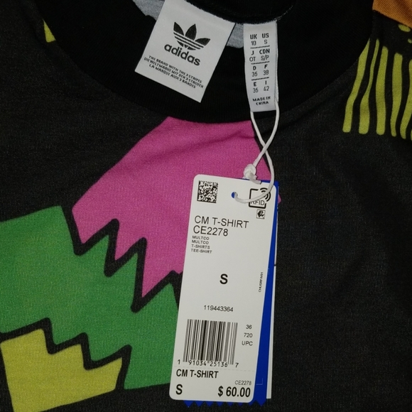 NWT Adidas Multi-colored Neon and Black CM T-Shirt - Picture 2 of 4